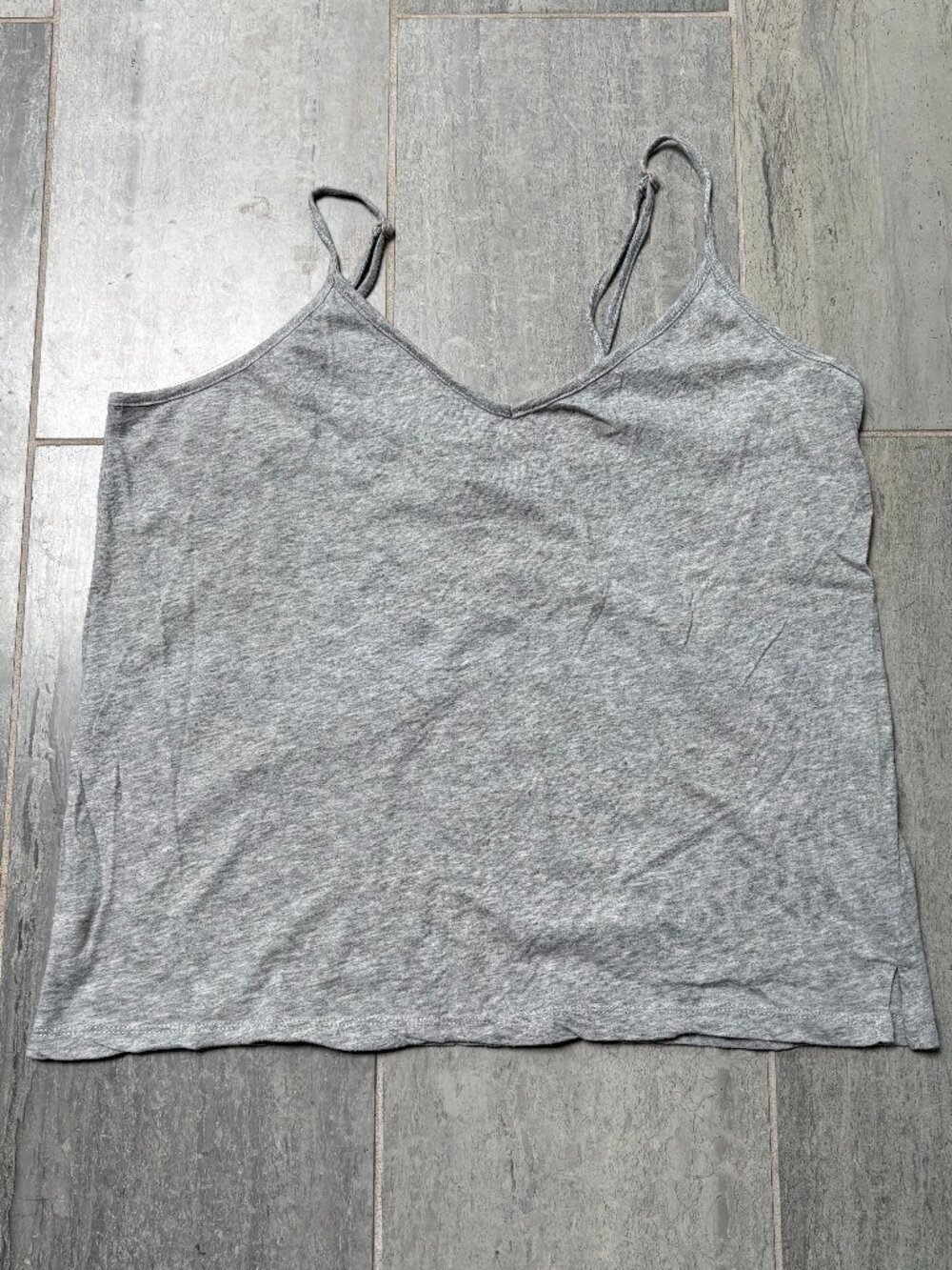 Z Supply Cotton V-Neck Cami Tank Top Adjustable Straps Heather Gray Large